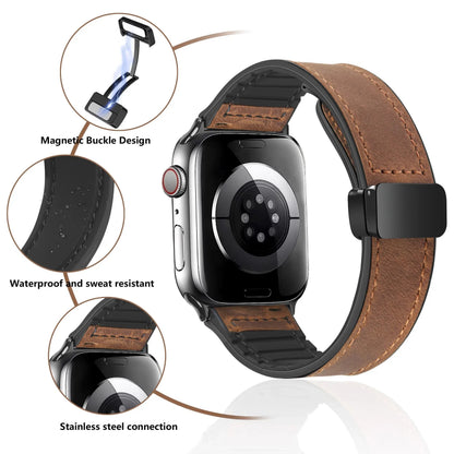 Apple Watch Genuine Leather Band - Stylish Magnetic Strap BandsCo Straps