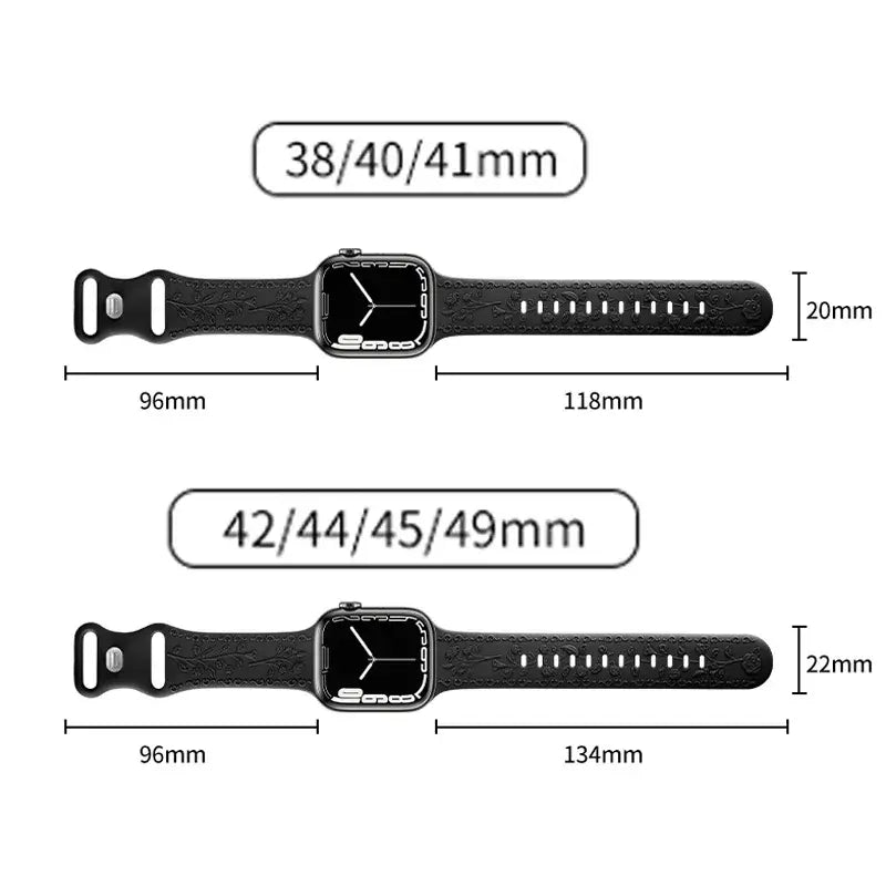 Apple Watch Silicone Band - Floral Engraved - Stylish Design BandsCo Straps