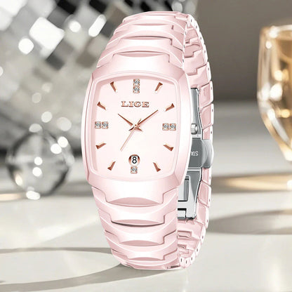 Women's Rose Gold Stainless Steel Luminous Date Slim Watch BandsCo Straps