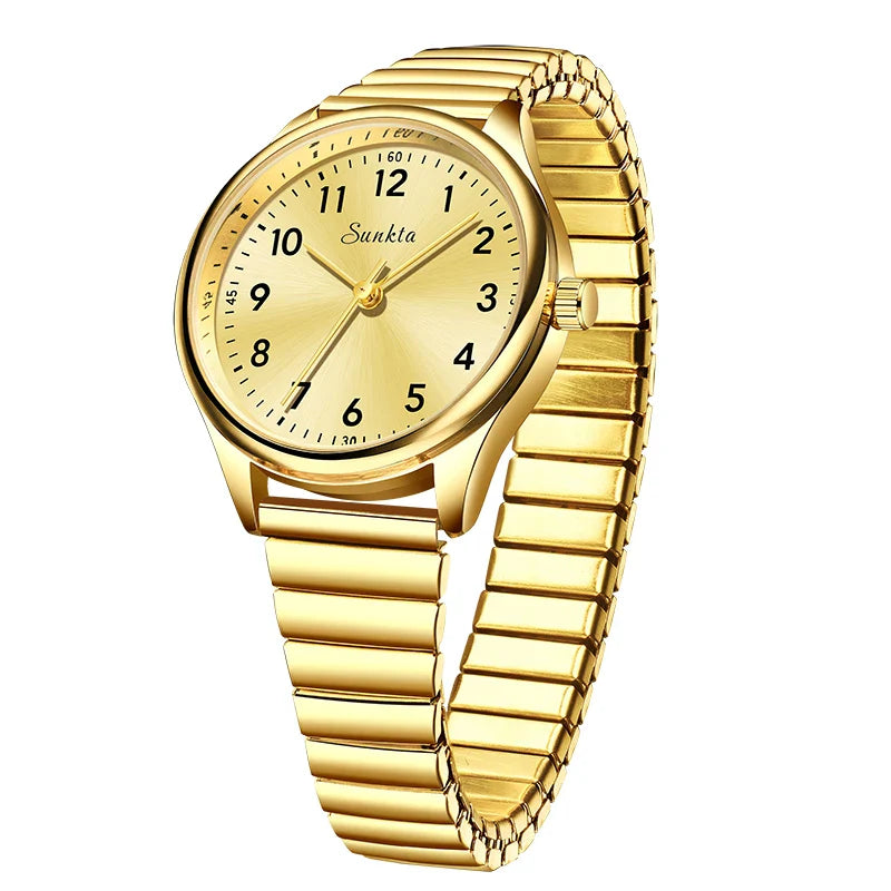 Gold Stainless Steel Women's Watch Quartz Minimalist BandsCo Straps