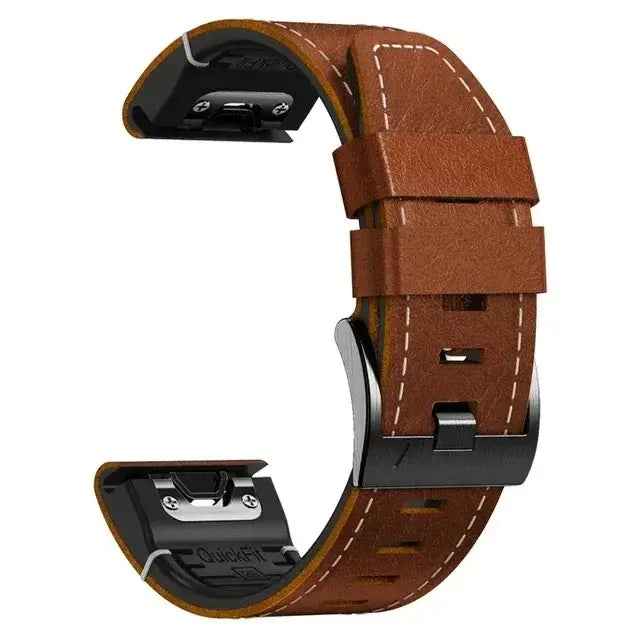 Garmin Leather Silicone QuickFit Band - Durable Stylish Strap BandsCo Straps