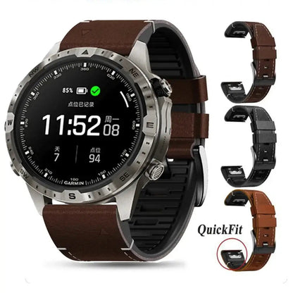 Garmin Leather Silicone QuickFit Band - Durable Stylish Strap BandsCo Straps