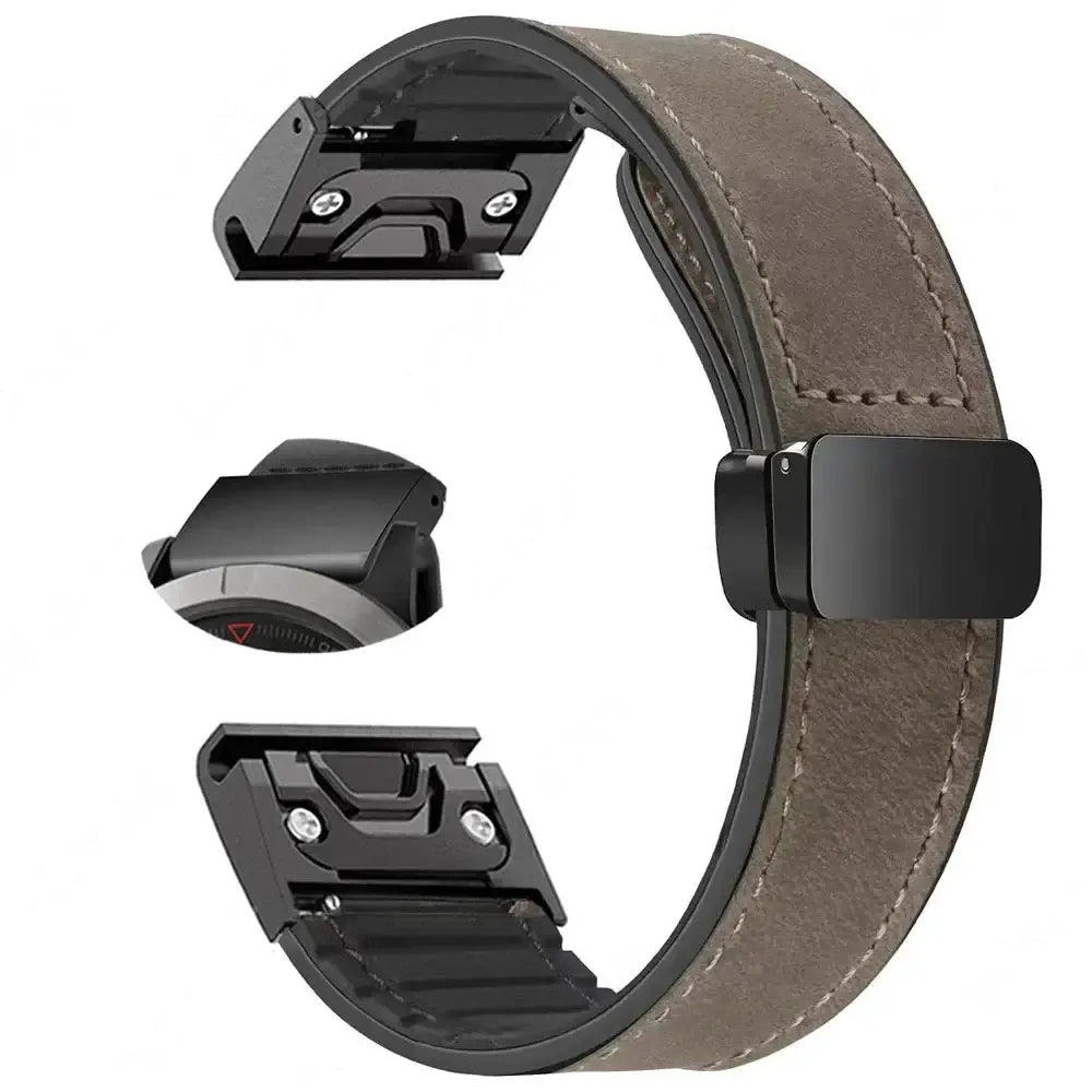 Garmin Soft Leather Band - Magnetic Buckle QuickFit Design BandsCo Straps