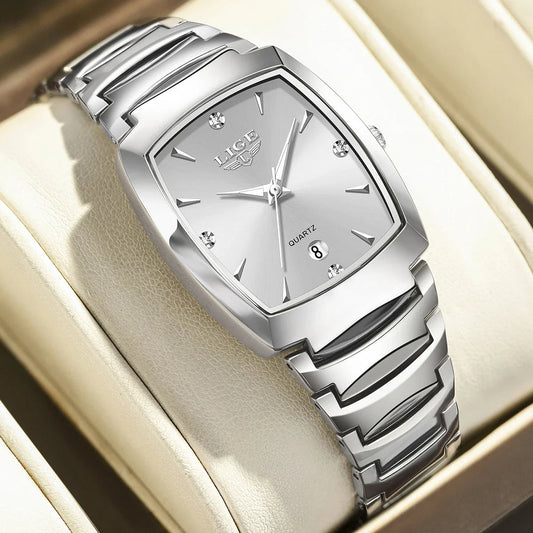 Women's Stainless Steel Rectangular Quartz Dress Watch BandsCo Straps