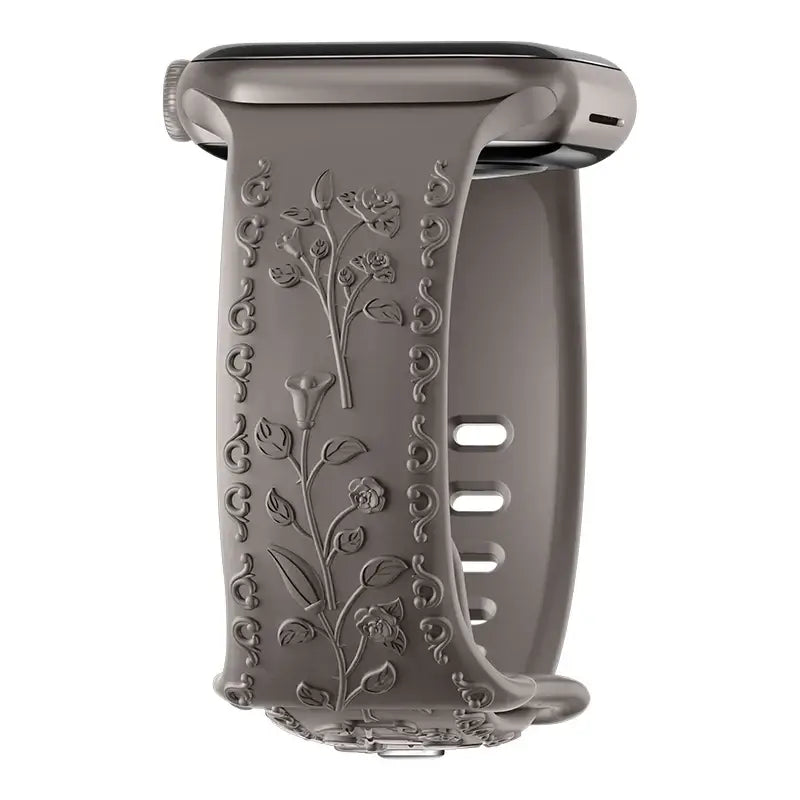 Apple Watch Silicone Band - Floral Engraved - Stylish Design BandsCo Straps