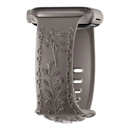 Apple Watch Silicone Band - Floral Engraved - Stylish Design BandsCo Straps