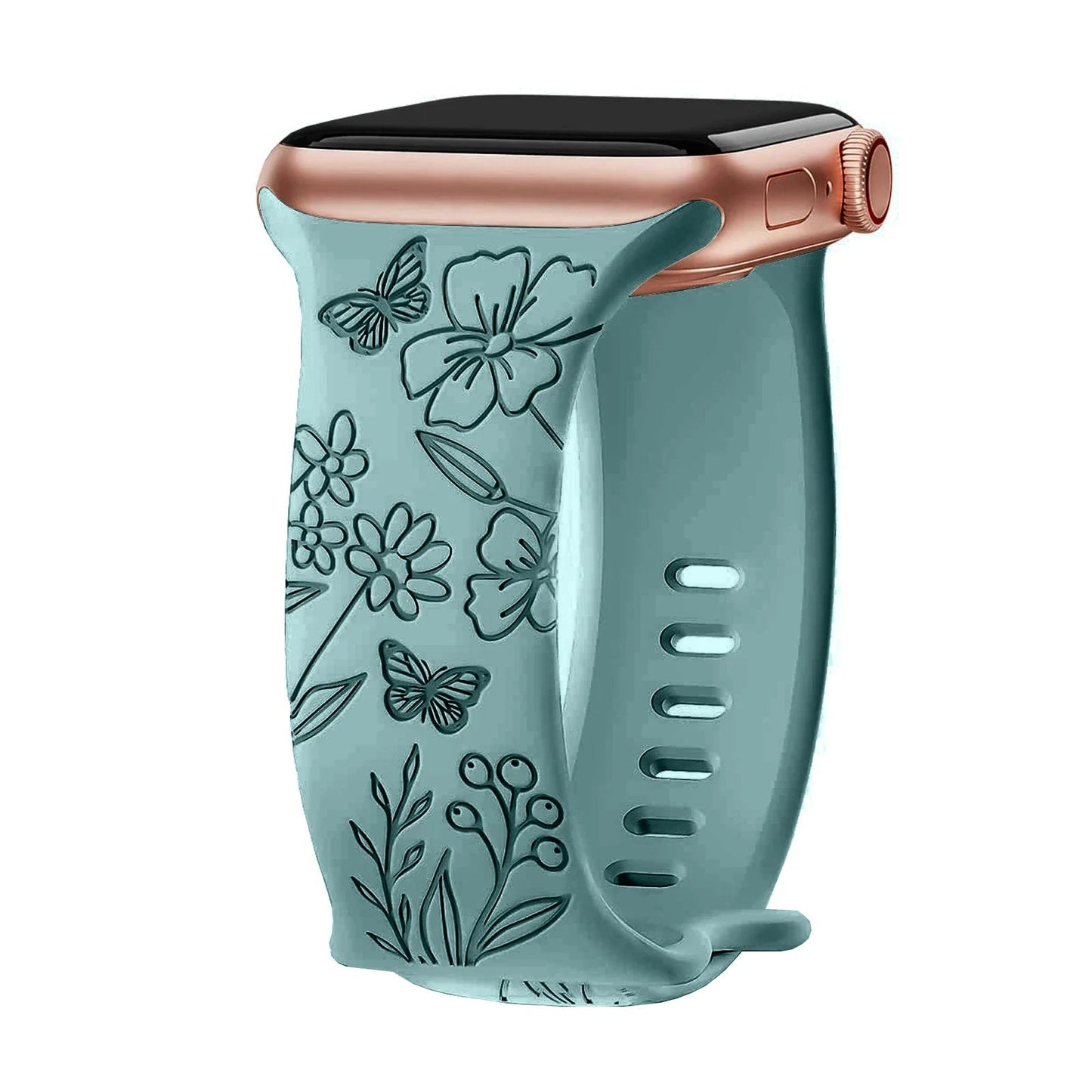 Apple Watch Silicone Strap - Floral Engraved, Soft and Waterproof BandsCo Straps
