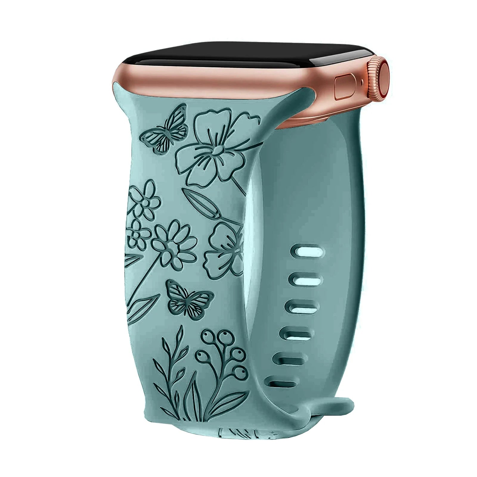 Apple Watch Silicone Strap - Floral Engraved, Soft and Waterproof BandsCo Straps