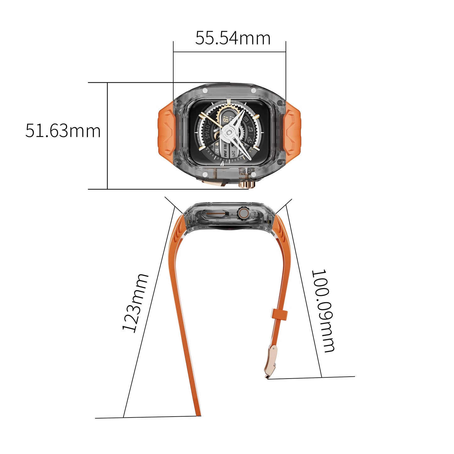 Transparent Armor Mod Kit for Apple Watch Ultra - Rugged Clear Case & TPU Sport Band Wristwatchstraps.co