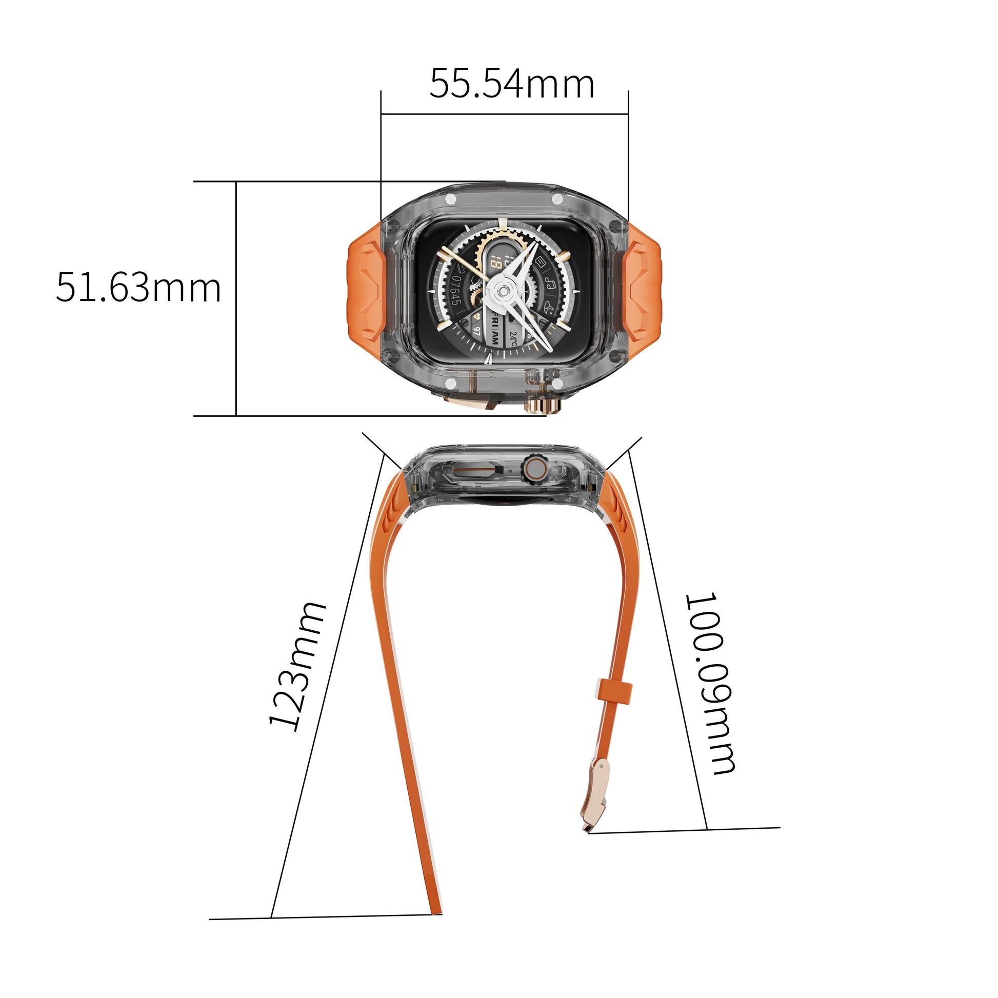 Transparent Armor Mod Kit for Apple Watch Ultra - Rugged Clear Case & TPU Sport Band Wristwatchstraps.co