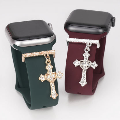 Rhinestone Christian Cross Charm for Watch Straps