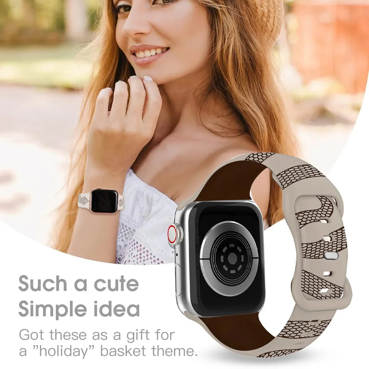 Engraved Snake Silicone Sport Band for Apple Watch - Soft Serpent Design Strap Wristwatchstraps.co