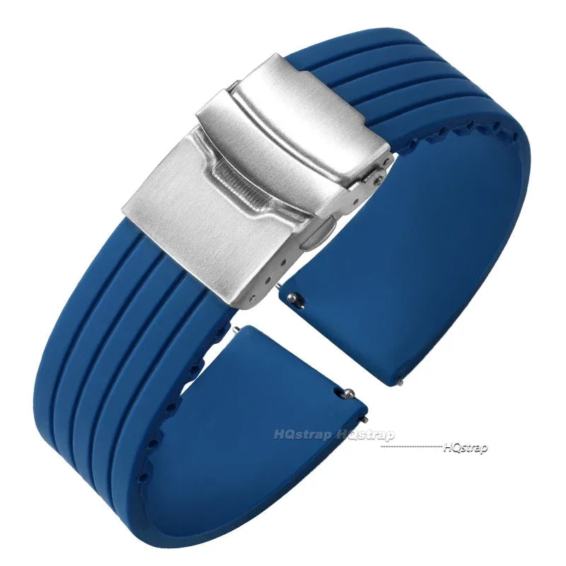OnePlus Watch Band Silicone Rubber Strap Deployment Buckle Black Brown Green BandsCo Straps