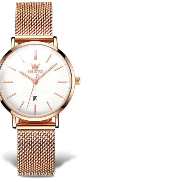 Women's Mesh Strap Watch Slim Quartz Date Luminous Steel BandsCo Straps