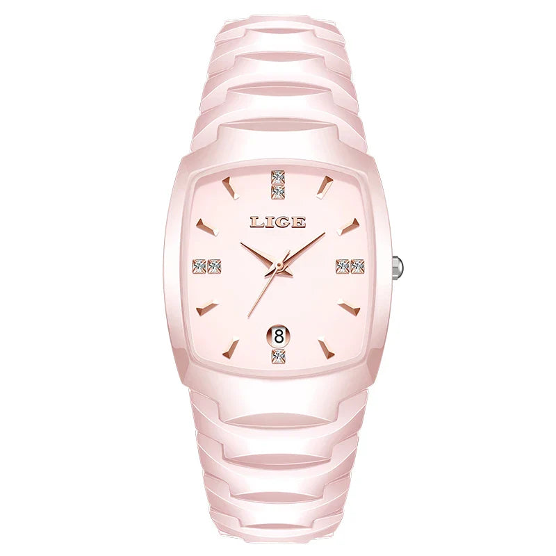 Women's Rose Gold Stainless Steel Luminous Date Slim Watch BandsCo Straps