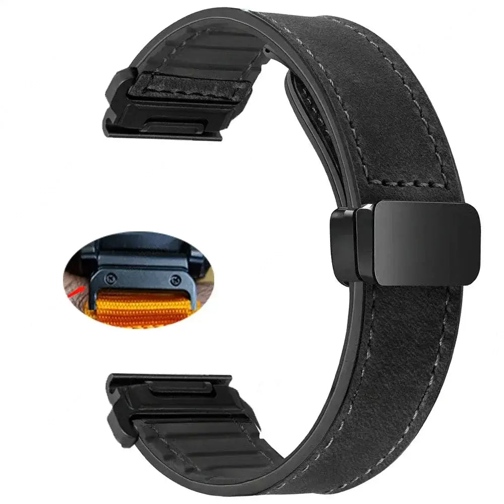 Garmin Soft Leather Band - Magnetic Buckle QuickFit Design BandsCo Straps