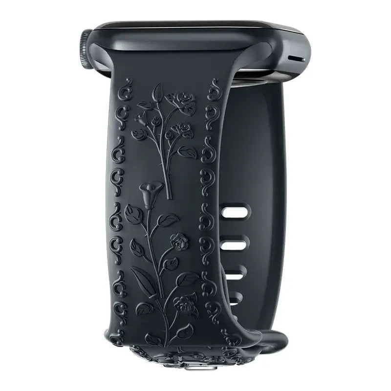 Apple Watch Silicone Band - Floral Engraved - Stylish Design BandsCo Straps