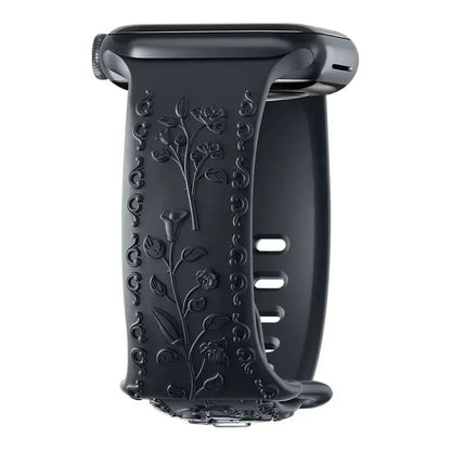 Apple Watch Silicone Band - Floral Engraved - Stylish Design BandsCo Straps