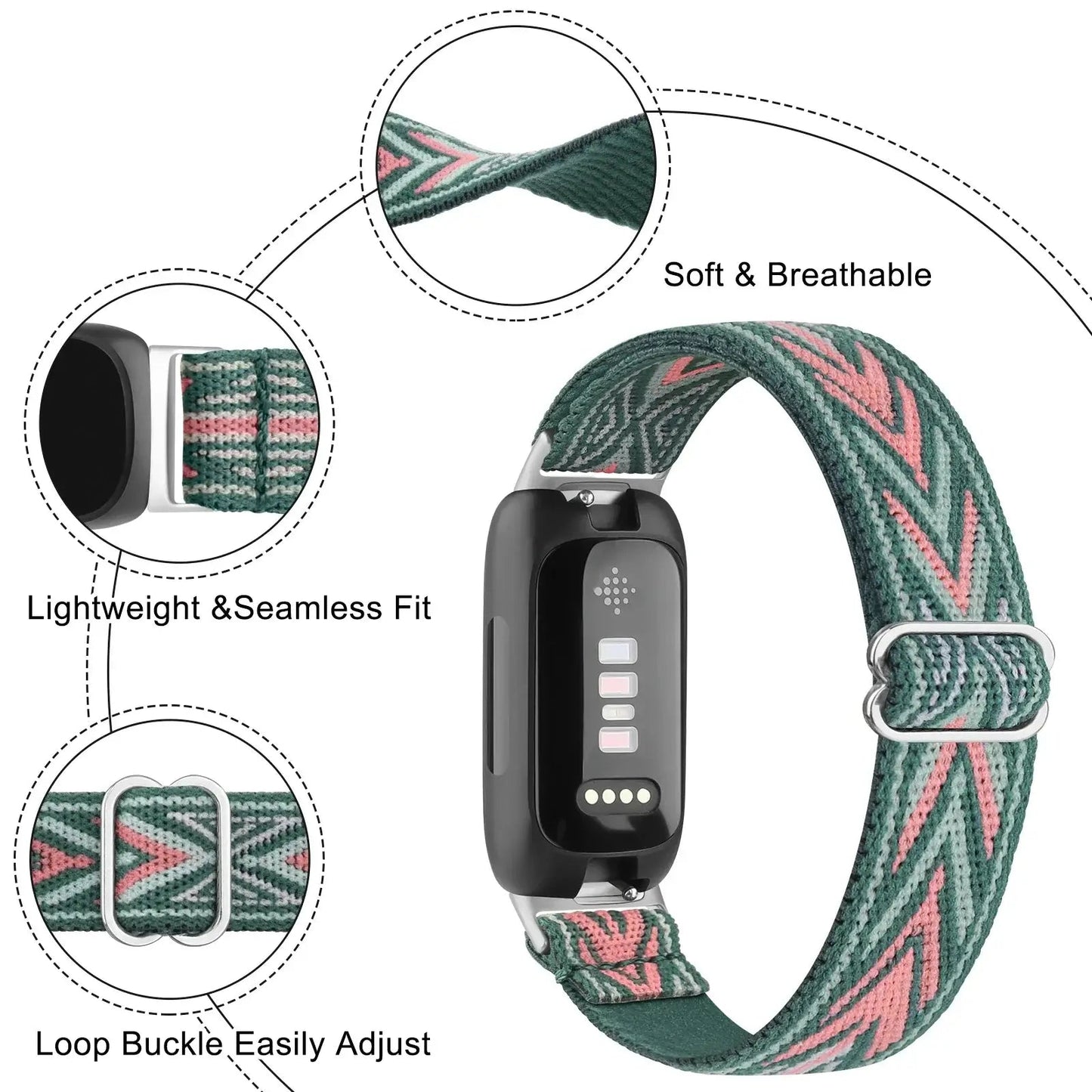 Fitbit Inspire 3, 2, 1, HR Nylon Band - Breathable Strap BandsCo Straps
