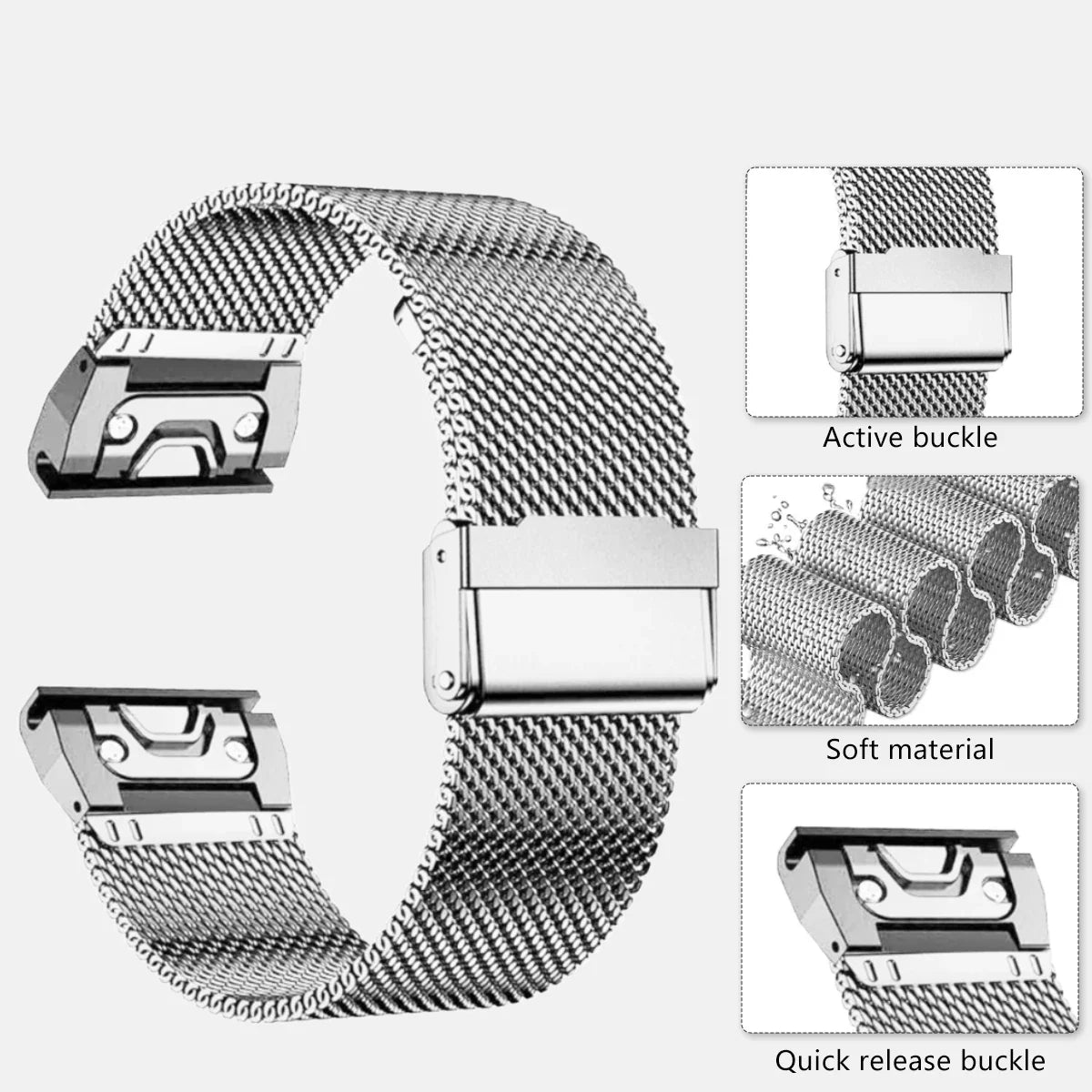 Garmin Stainless Steel Band - Durable Metal Strap Bracelet BandsCo Straps