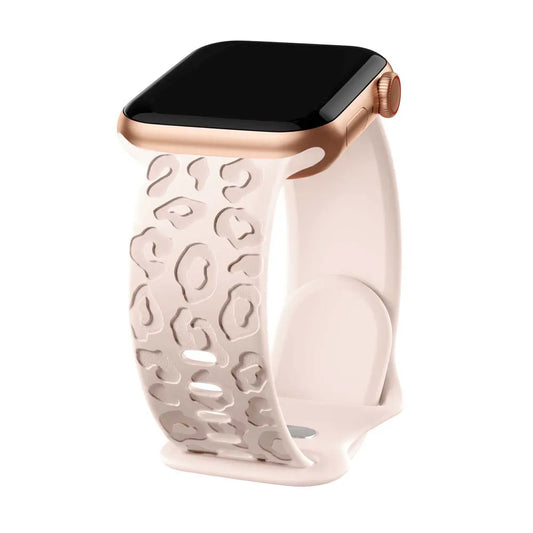 Embossed Cheetah Print Silicone Strap For Apple Watch - Wristwatchstraps.co