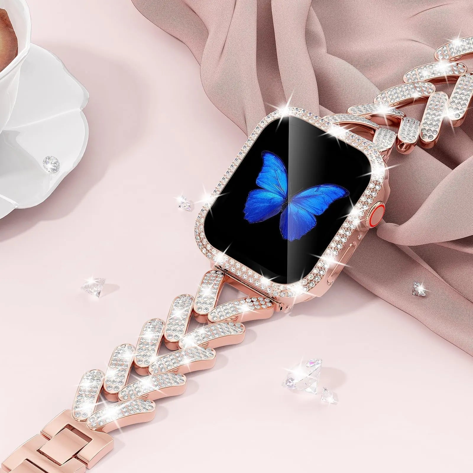Apple Watch Stainless Steel Band - Sparkly Crystal Design BandsCo Straps