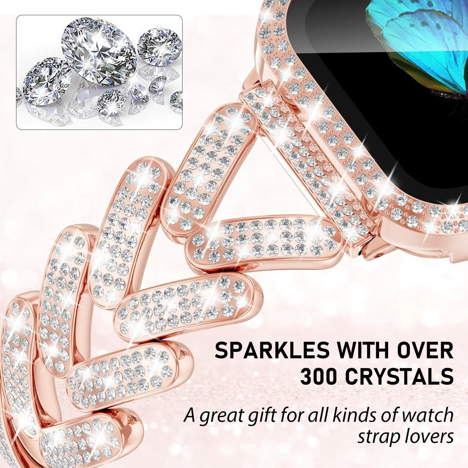 Apple Watch Stainless Steel Band - Sparkly Crystal Design BandsCo Straps