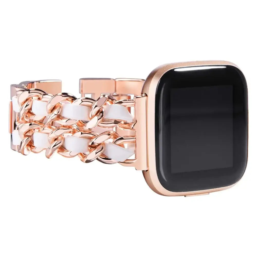 Fitbit Versa & Sense Leather Metal Band - Luxurious Design BandsCo Straps