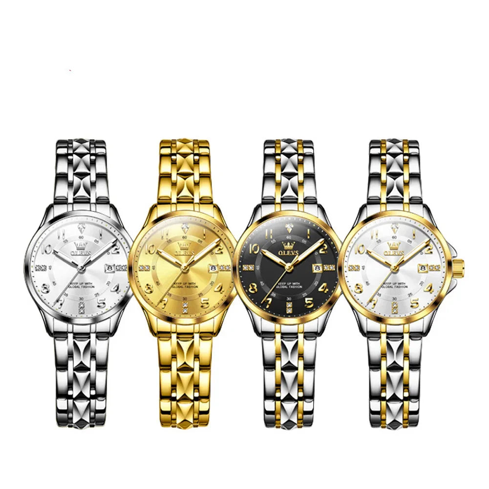 Women's Stainless Steel Two Tone Quartz Watch With Date BandsCo Straps