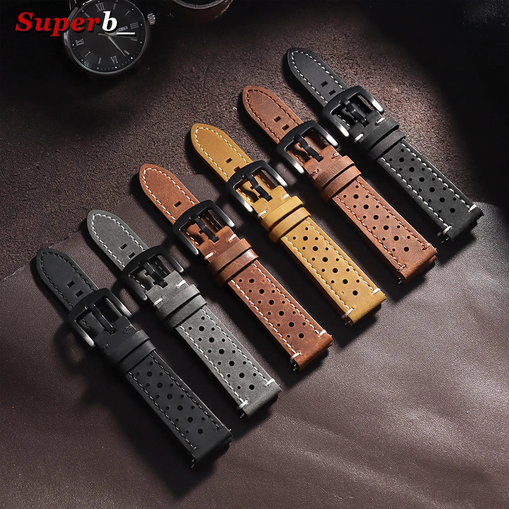 Amazfit Bands Leather Quick Release Watch Band Vintage Brown Cowhide Strap BandsCo Straps