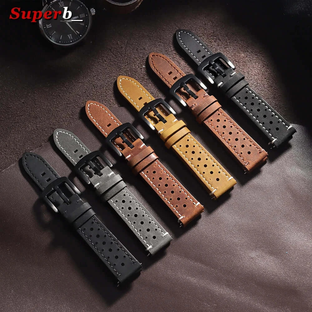 Amazfit Bands Leather Quick Release Watch Band Vintage Brown Cowhide Strap BandsCo Straps