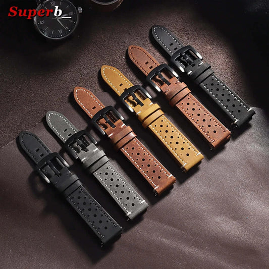 Amazfit Bands Leather Quick Release Watch Band Vintage Brown Cowhide Strap BandsCo Straps