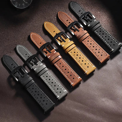OnePlus Watch Band Quick Release Leather Strap Vintage Brown Wristband BandsCo Straps