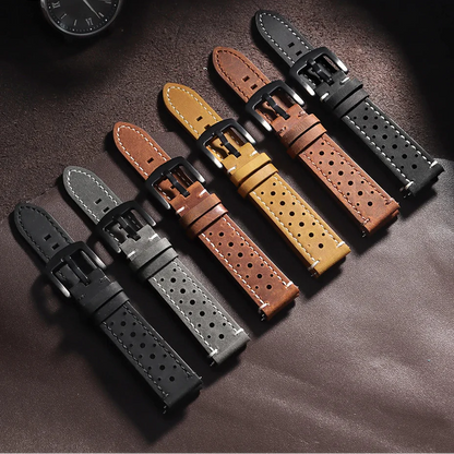 Polar Watch Band Quick Release Leather Strap Handmade Breathable Porous Cowhide BandsCo Straps