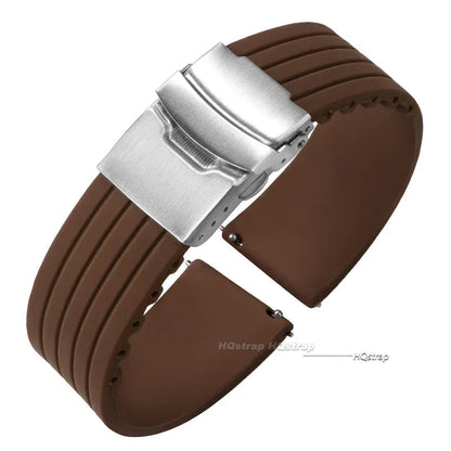 OnePlus Watch Band Silicone Rubber Strap Deployment Buckle Black Brown Green BandsCo Straps