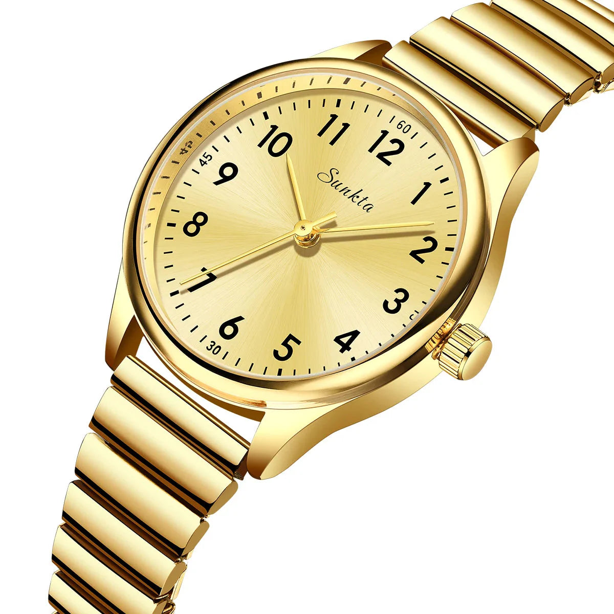 Gold Stainless Steel Women's Watch Quartz Minimalist BandsCo Straps