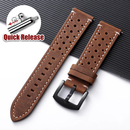 Amazfit Bands Leather Quick Release Watch Band Vintage Brown Cowhide Strap BandsCo Straps