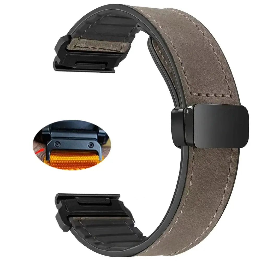 Garmin Soft Leather Band - Magnetic Buckle QuickFit Design BandsCo Straps