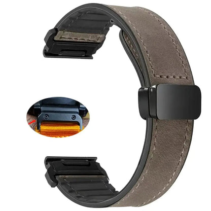 Garmin Soft Leather Band - Magnetic Buckle QuickFit Design BandsCo Straps
