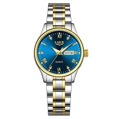 Women's Black Stainless Steel Diamond Dial Quartz Watch BandsCo Straps