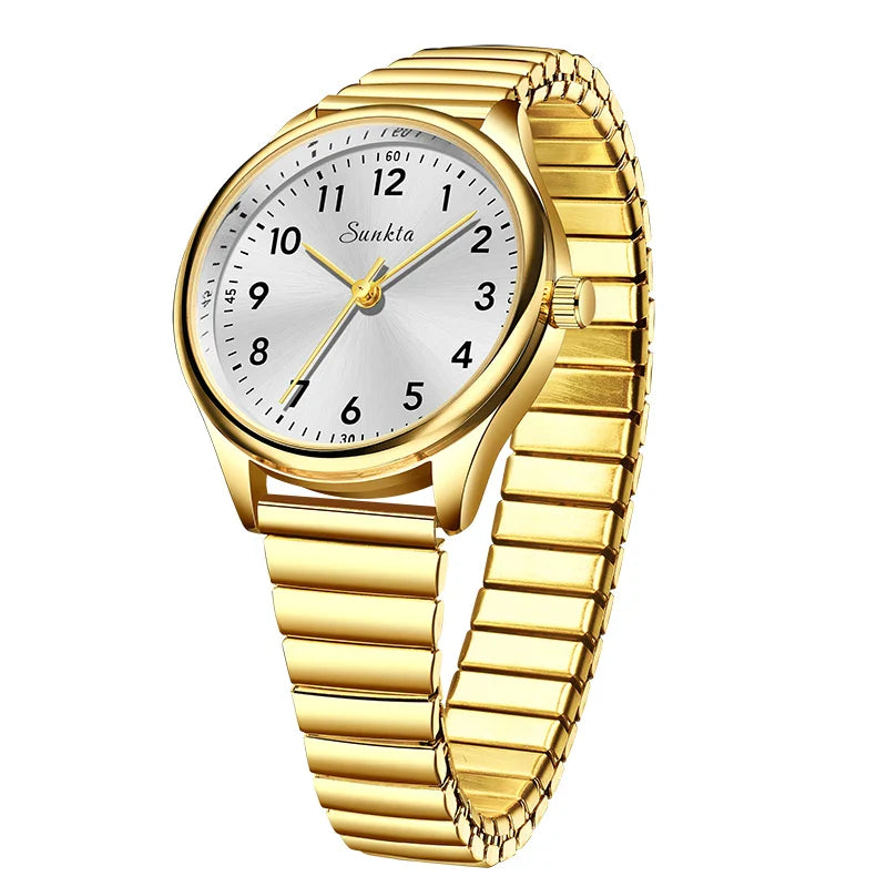 Gold Stainless Steel Women's Watch Quartz Minimalist BandsCo Straps