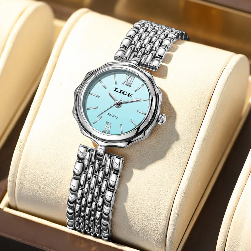 Women's Gold Alloy Bracelet Watch 28mm Roman Dial Quartz BandsCo Straps