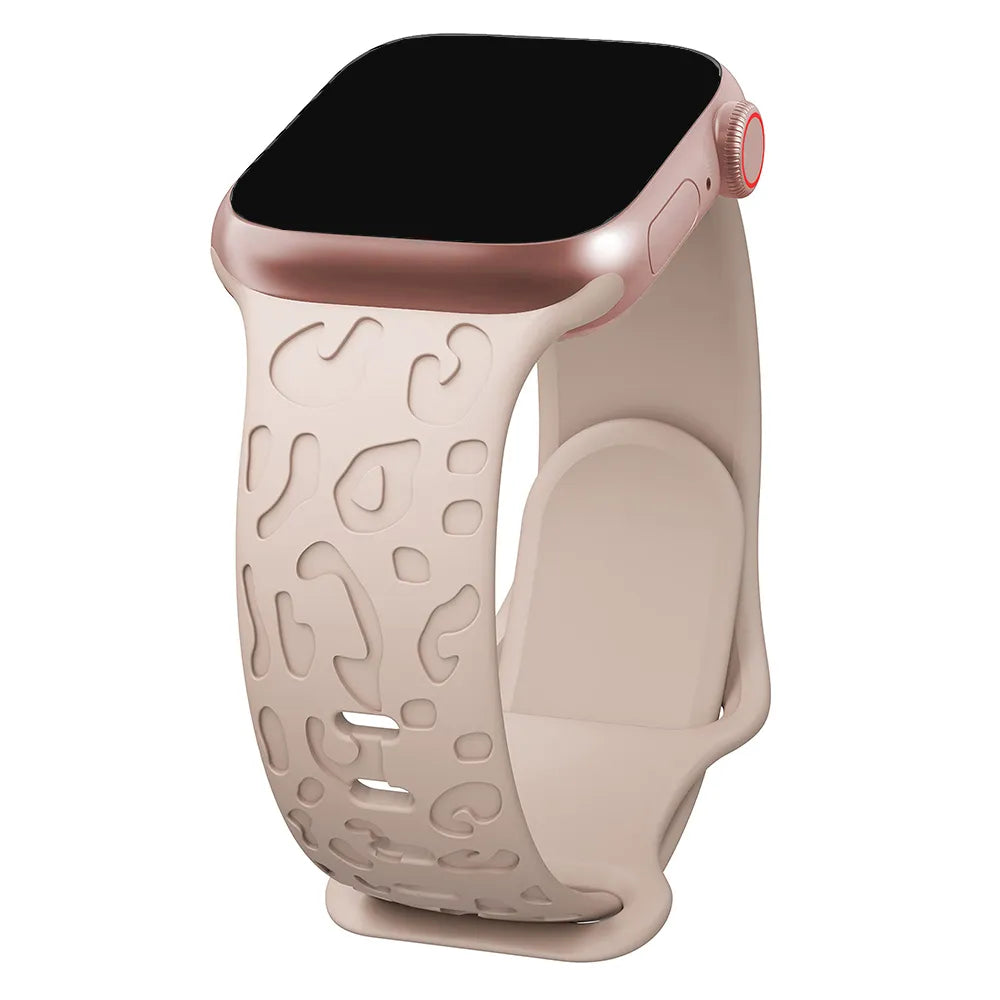 Embossed Cheetah Print Silicone Strap For Apple Watch - Wristwatchstraps.co