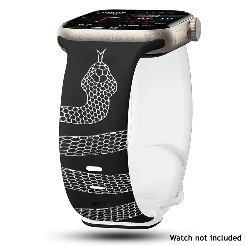 Engraved Snake Silicone Sport Band for Apple Watch - Soft Serpent Design Strap Wristwatchstraps.co