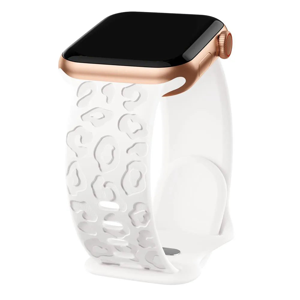 Embossed Cheetah Print Silicone Strap For Apple Watch - Wristwatchstraps.co