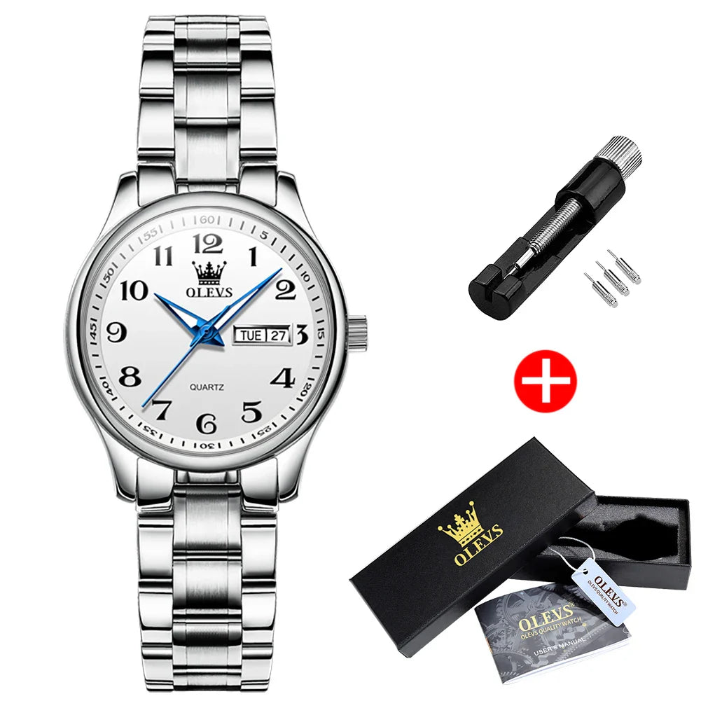 Women's Two Tone Stainless Steel Quartz Watch With Date BandsCo Straps
