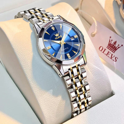Women's Two Tone Stainless Steel Quartz Watch Luminous BandsCo Straps