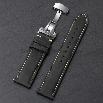 OnePlus Smartwatch Genuine Leather Band - Brown Butterfly Buckle Strap BandsCo Straps