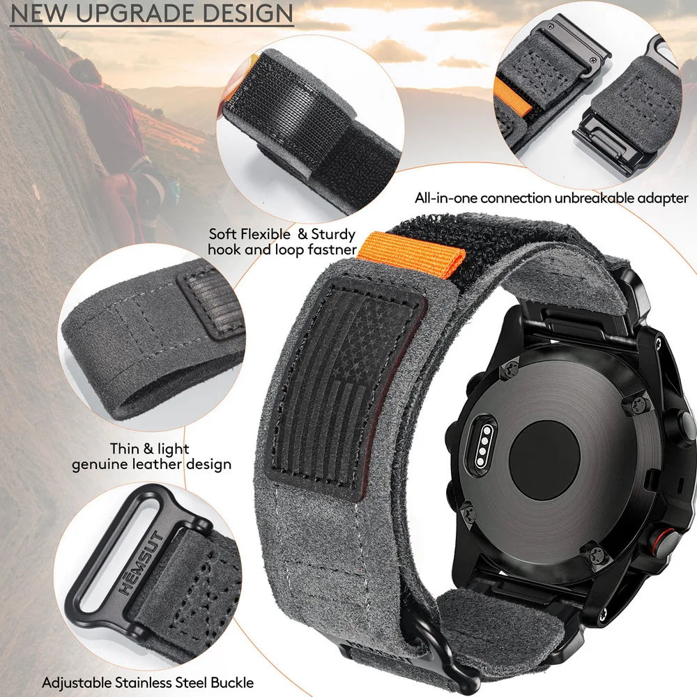 Leather Loop Velcro Garmin Straps - Quickfit BandsCo Straps