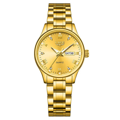 Women's Black Stainless Steel Diamond Dial Quartz Watch BandsCo Straps
